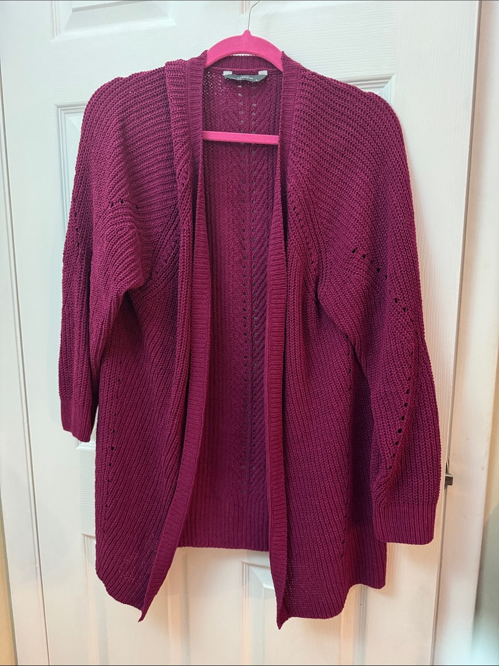 Cozy Open-Front Knit Cardigan Sweater - Deep Berry